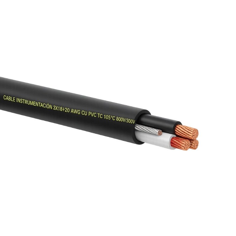 Cable Instrumentación 3x18+20 awg cu pvc tc 105°c 600v/300v