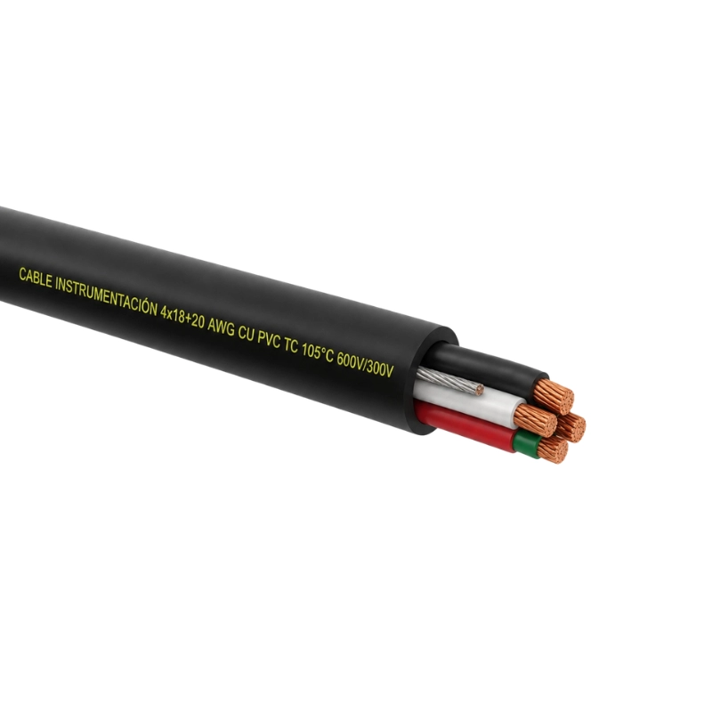 Cable Instrumentación 4x18+20 awg cu pvc tc 105°c 600v/300v