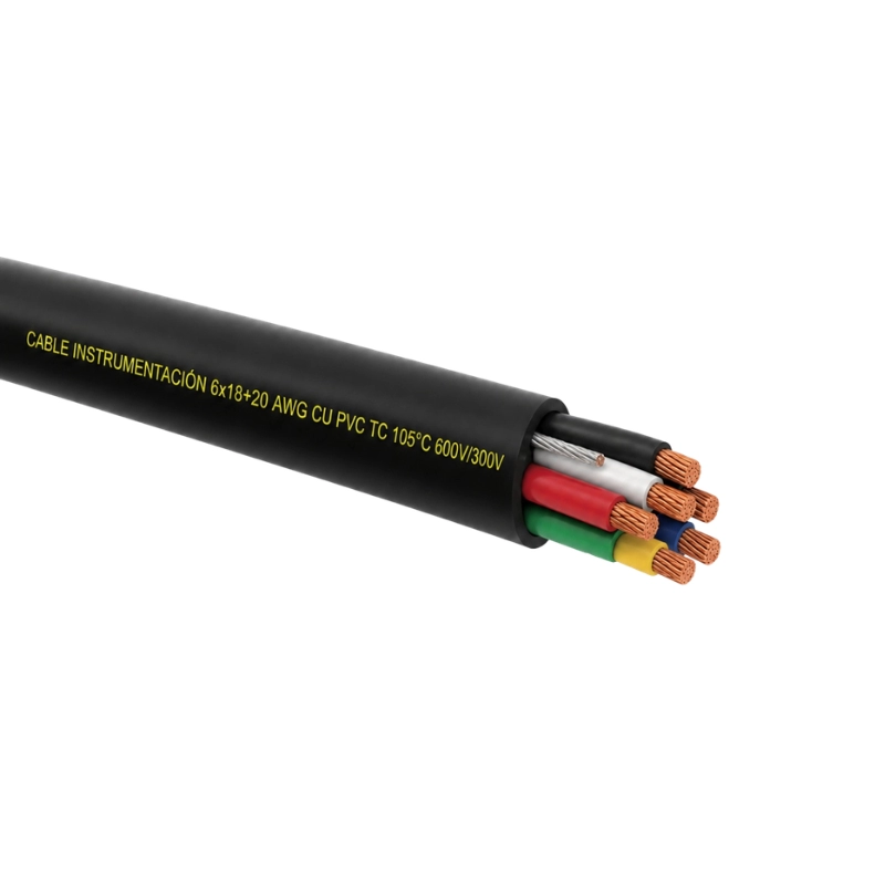 Cable Instrumentación 6x18+20 awg cu pvc tc 105°c 600v/300v