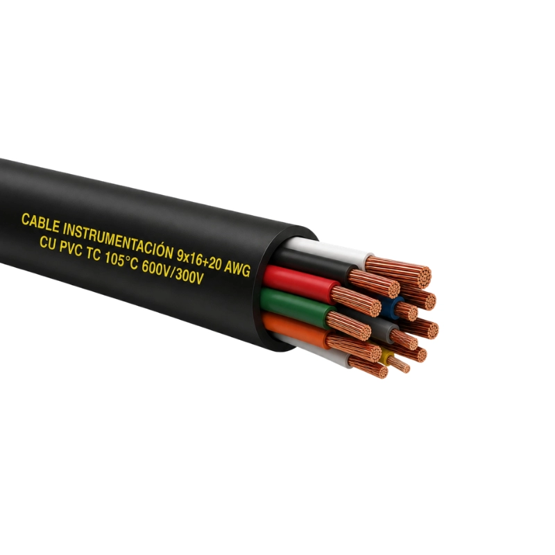 Cable Instrumentación 9x16+20 awg cu pvc tc 105°c 600v/300v