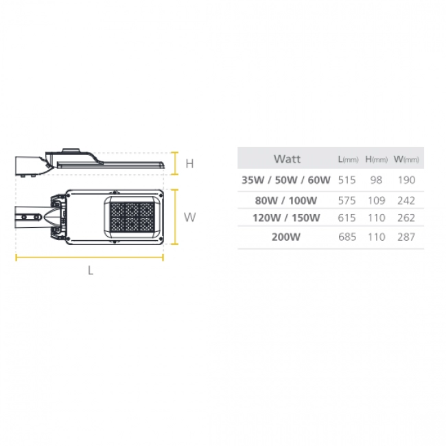 Lampara LED de Alumbrado Público 100W Street Light ZD229