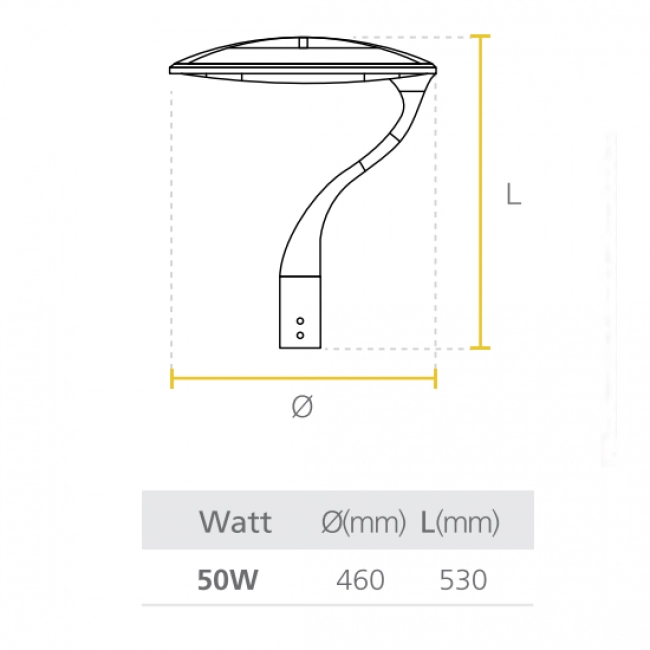 Lampara LED de Alumbrado Público Decorativo 50W Street Light Eclipse
