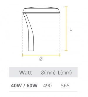 Lampara LED de Alumbrado Público Decorativo 40W Street Light Epsilon