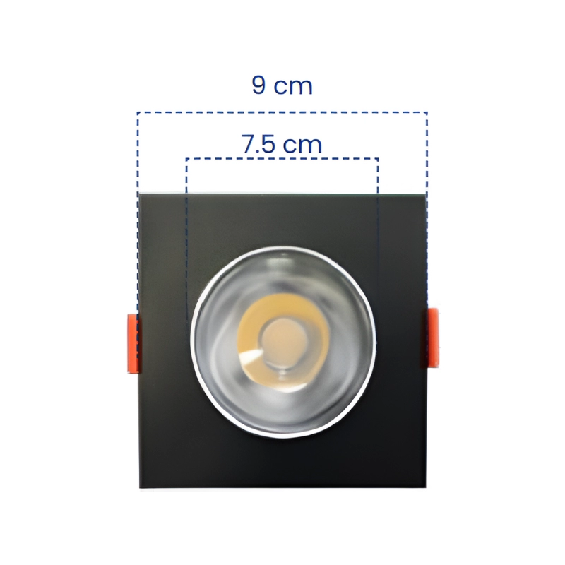 Bala LED Mercury 5W 6500K Negra Cuadrada