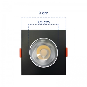 Bala LED Mercury 5W 6500K Negra Cuadrada
