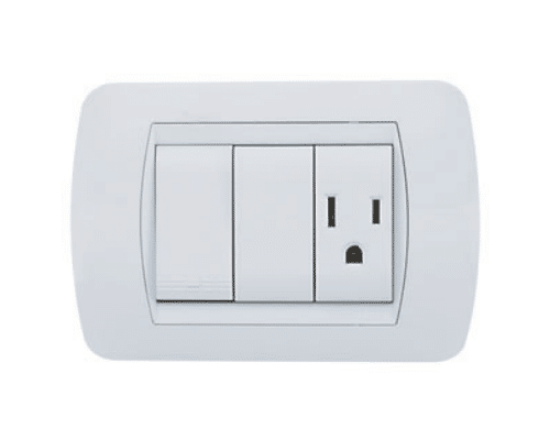 Toma Enerlux + Interruptor Blanco