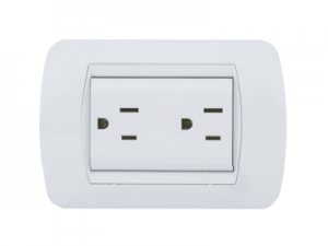 Toma Enerlux  Doble  con Polo a Tierra  Blanco