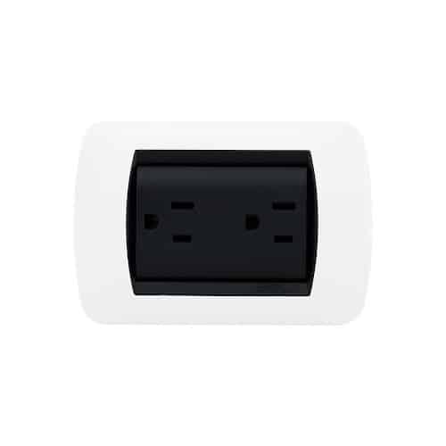 Toma Enerlux Doble Con Polo a Tierra Blanco/Negro
