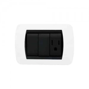 Toma Enerlux+Interruptor Blanco/Negro