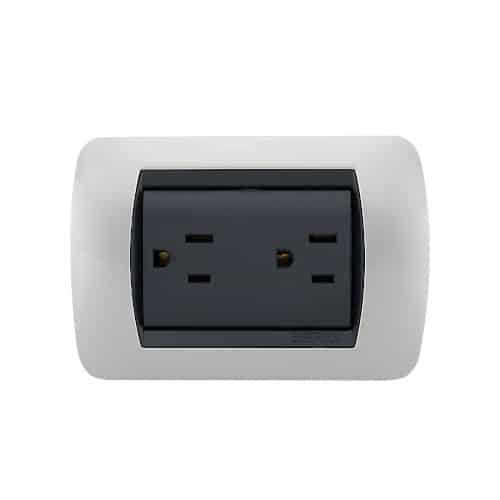Toma Enerlux Doble Con Polo A Tierra Silver