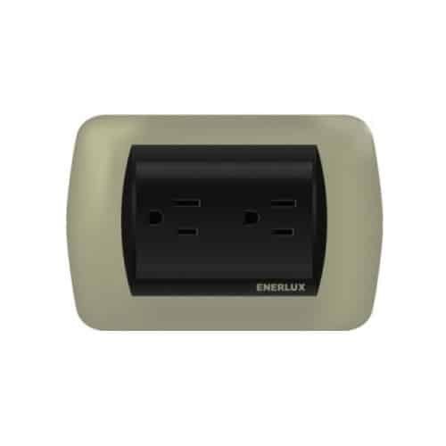 Toma Enerlux Doble Con Polo A Tierra Silver