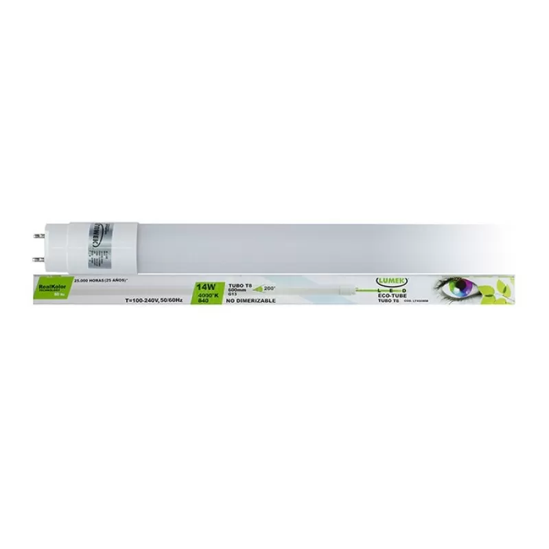 Tubo LED Lumek T8 Eco 14W 60Cm Luz Neutra Pc