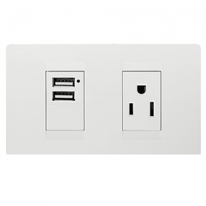 Toma Premium Americana 2p+E + Toma Usb Blanco