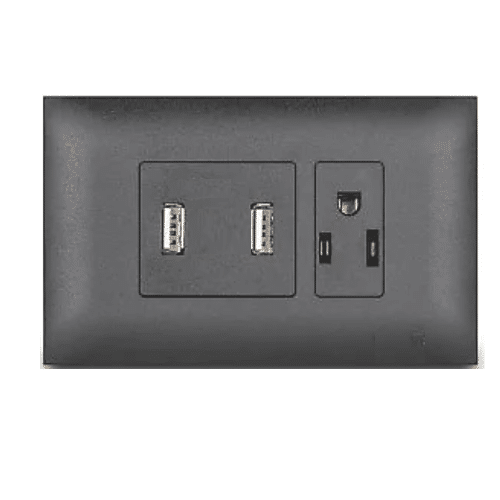 Toma Vive Usb + Tomacorriente Negro
