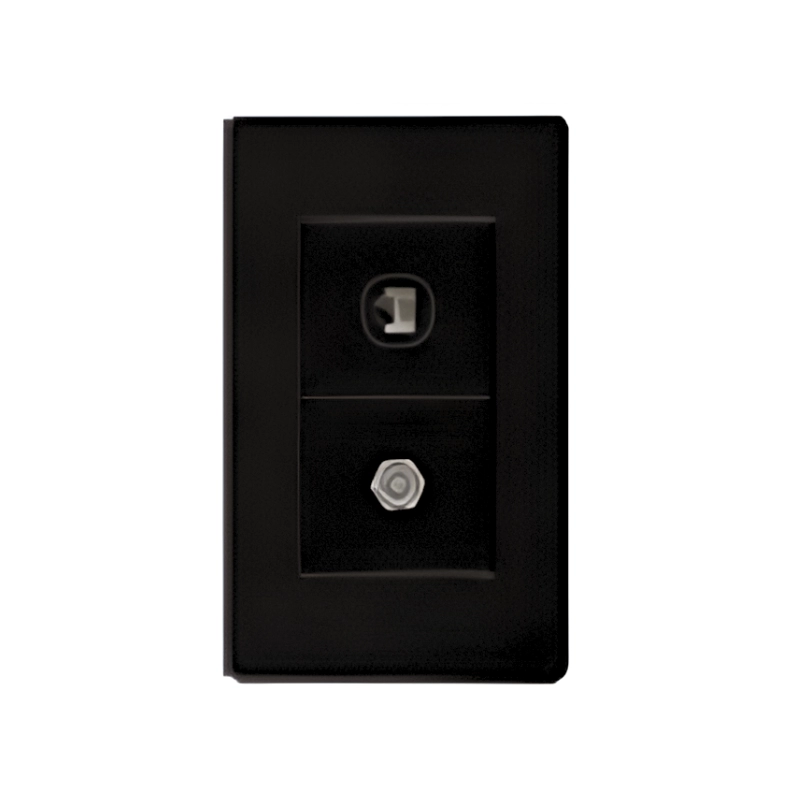 Toma Coaxial + Teléfono RJ11 Línea Plus Color Negro