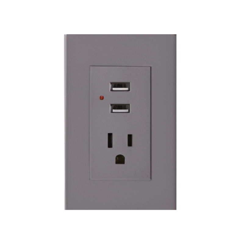 Toma +USB Línea Plus Color Gris