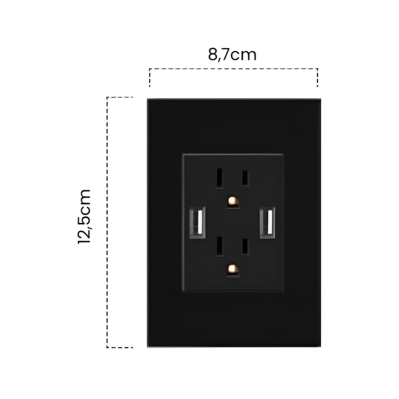 Toma doble Polo Tierra + USB X2