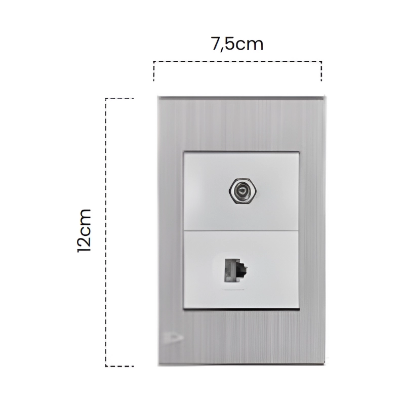 Toma Coaxial + Teléfono Stainless