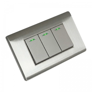 Interruptor Triple Conmutable Acero Inoxidable