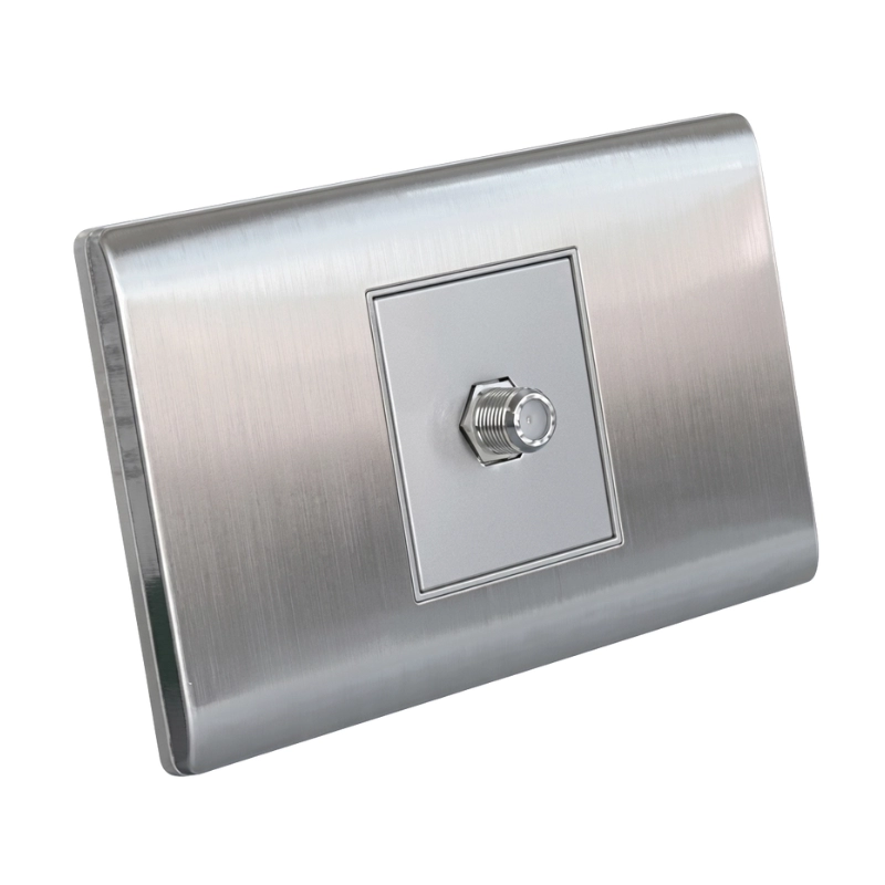 Toma Coaxial Sencilla Acero Inoxidable