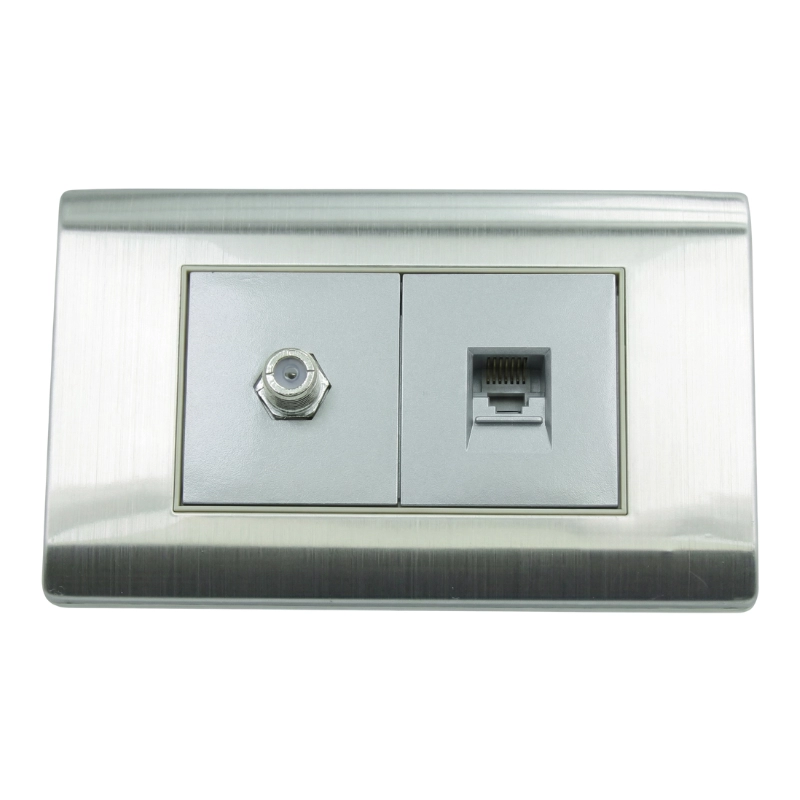 Toma Teléfono + Coaxial Acero Inoxidable