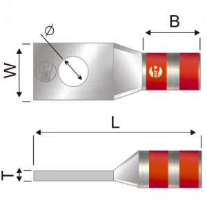 Terminal 1H Barril Corto No 8 AWG 3/16