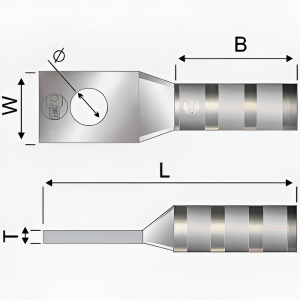 Terminal 1H Barril Largo No 10 AWG 3/16