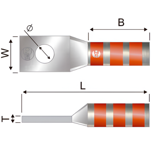 Terminal 1H Barril Largo No 8 AWG 3/16