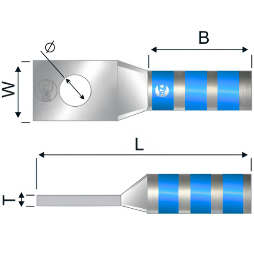 Terminal 1H barril largo no 6 AWG 1/4