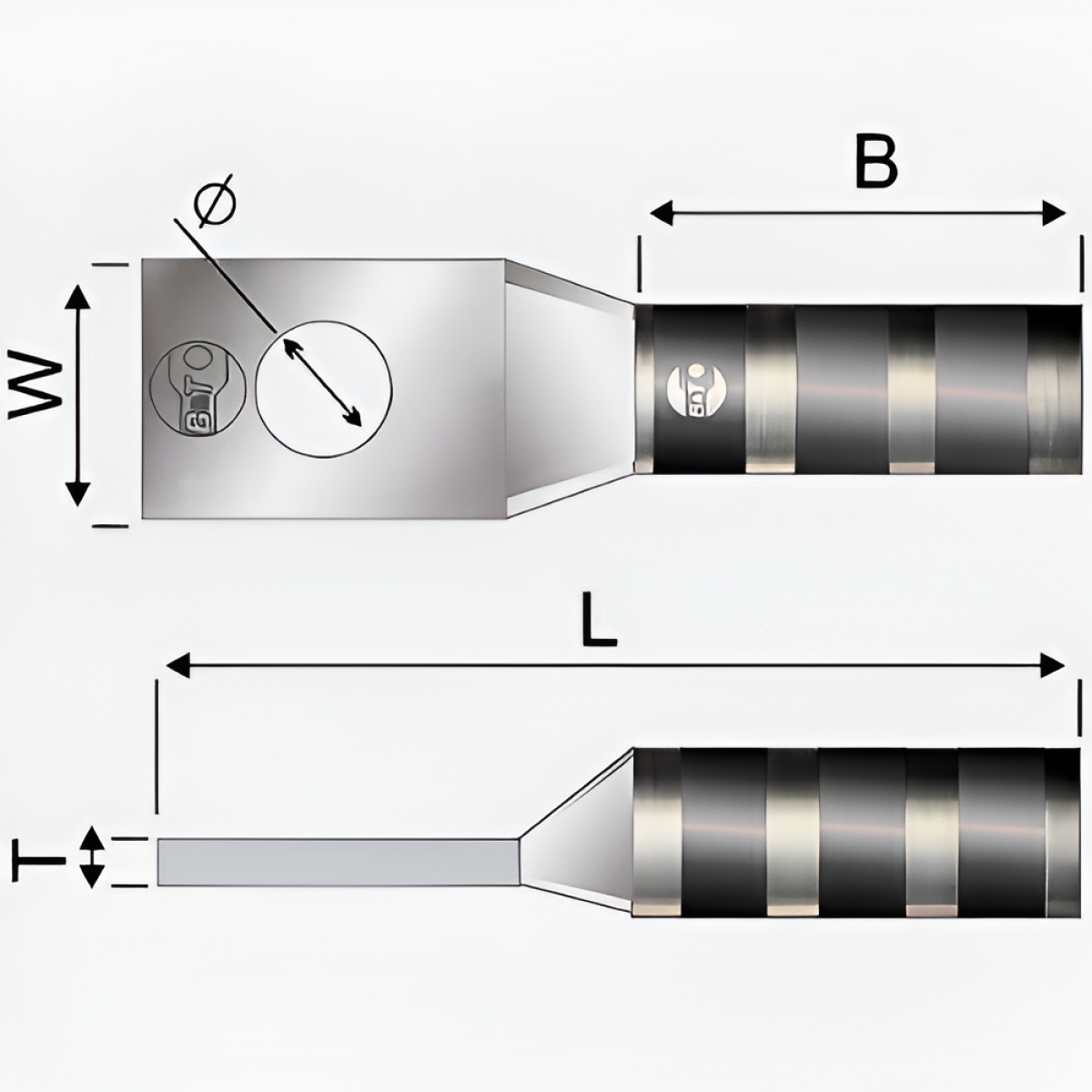 Terminal 1H barril largo no 750 kcmil 1/2