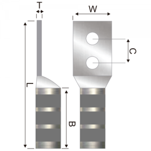 Terminal 2H Barril Largo No 4 AWG 1/4