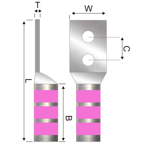 Terminal 2H Barril Largo No 1/0 AWG 3/8