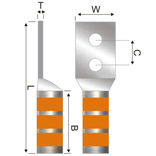 Terminal 2H Barril Largo No 3/0 AWG 1/2