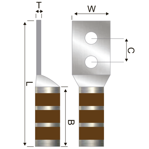 Terminal 2H Barril Largo No 500 Kcmil 1/2