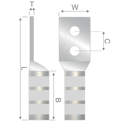 Terminal 2H Barril Largo No 1000 Kcmil 1/2