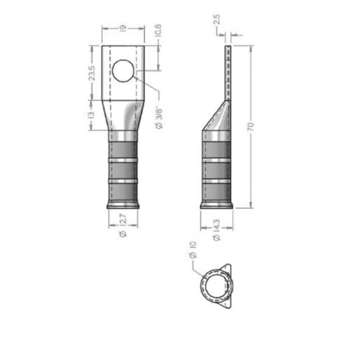 Terminal 1H Tipo Campana No 4 AWG 1/4