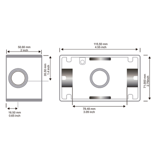 Caja Rectangular 3 Salidas 3/4