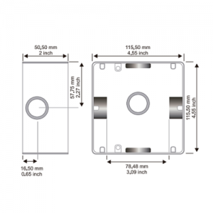 Caja Cuadrada 3 Salidas 1/2