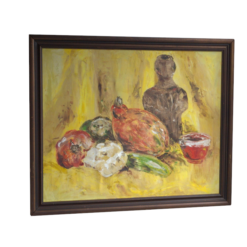 Cuadro en oleo enmarcado amarillo