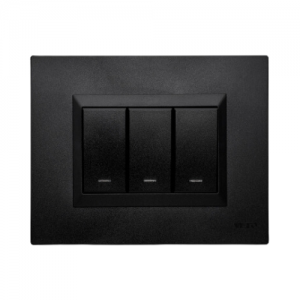 Interruptor Triple Negro Plura VETO