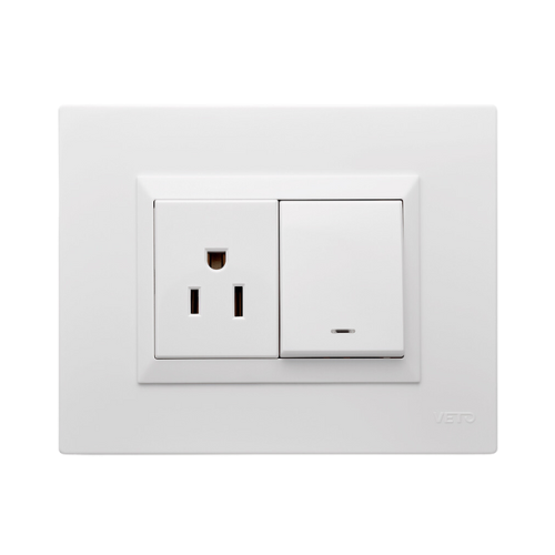 Mixto 1 Interruptor +Toma Blanco Plura VETO