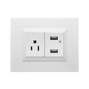 Mixto tomacorriente Amer 2P+E + Toma Usb Blanco VETO