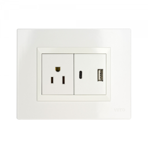 Mixto Usb A+C + Tomacorriente 2P+E  Veto