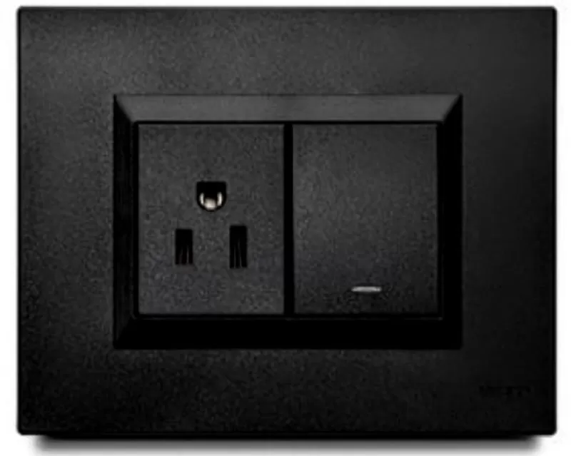 Mixto Interruptor + Tomacorriente Amer 2P+E Negro vETO
