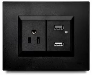 Mixto Tomacorriente Amer 2P+E + Toma Usb Negro VETO