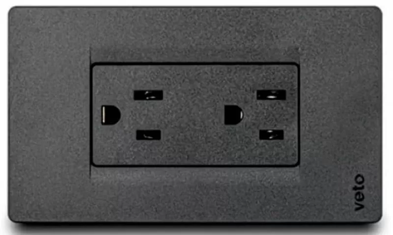 Tomacorriente Doble Black Premium VETO