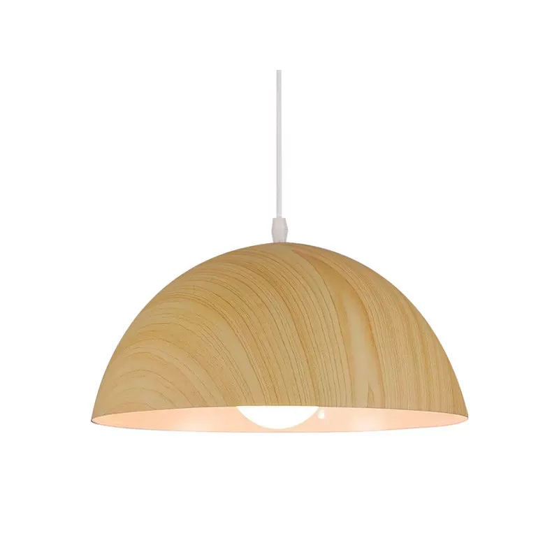 Lampara colgante E27 Media luna moderna Roble + Blanco (interior) incluye bombillo led