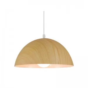 Lampara colgante E27 Media luna moderna Roble + Blanco (interior) incluye bombillo led