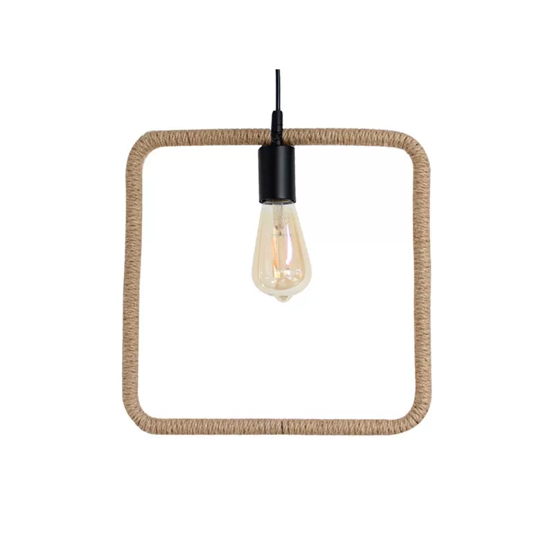 Lampara colgante negro + cuerda (cabulla)incluye bombillo led