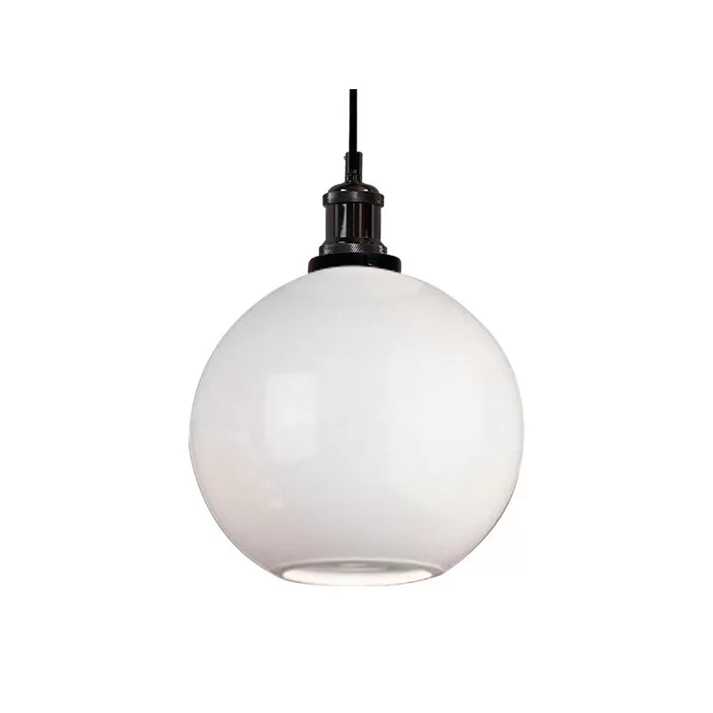 LCE151 - lampara colgante portalampara Negro + vidrio blanco.